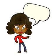 cartoon woman pointing with speech bubble N127
