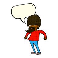 cartoon bearded man shrugging shoulders with speech bubble N6