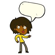 cartoon surprised woman pointing with speech bubble N6