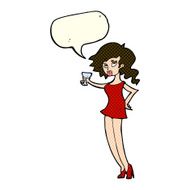 cartoon woman at party with speech bubble N12
