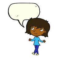 cartoon girl with no worries speech bubble N6