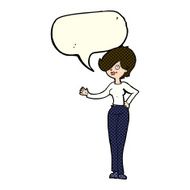 cartoon woman waving with speech bubble N199