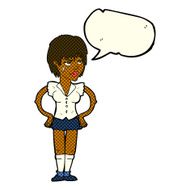 cartoon tough woman with hands on hips speech bubble N6