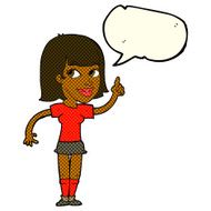 cartoon pretty girl with idea speech bubble N17