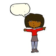 cartoon girl pointing with speech bubble N15