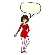 cartoon woman in dress with speech bubble N24