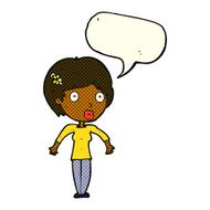 cartoon shocked woman with speech bubble N58