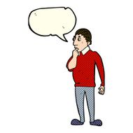 cartoon curious man with speech bubble N41