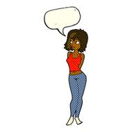 cartoon attractive girl with speech bubble N11