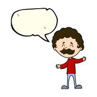 cartoon happy man with mustache speech bubble N6