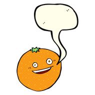 happy cartoon orange with speech bubble N3