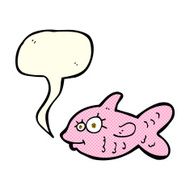 cartoon happy fish with speech bubble N12