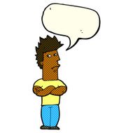 cartoon man sulking with speech bubble N6