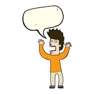 cartoon terrified man with speech bubble N126