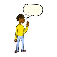 cartoon waving man with speech bubble N23