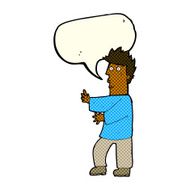 cartoon nervous man waving with speech bubble N12