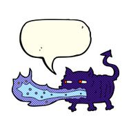 cartoon fire breathing imp with speech bubble N6