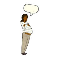 cartoon pregnant woman with speech bubble N11