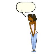cartoon pretty woman with speech bubble N158