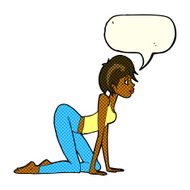 cartoon sexy woman on all fours with speech bubble N6