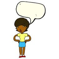 cartoon woman with hands on hips speech bubble N129