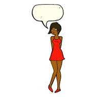 cartoon pretty woman in dress with speech bubble N27