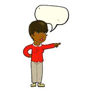 cartoon woman pointing finger of blame with speech bubble N6