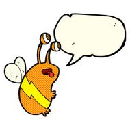 cartoon funny bee with speech bubble N6