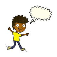 cartoon crazy excited boy with speech bubble N6