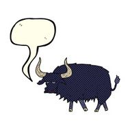cartoon annoyed hairy ox with speech bubble N5