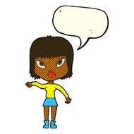 cartoon woman making gesture with speech bubble N6