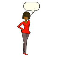 cartoon pretty woman with speech bubble N160