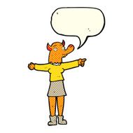cartoon pointing fox woman with speech bubble N3