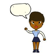 cartoon woman waving with speech bubble N203