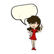 cartoon girl making point with speech bubble N6