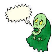 cartoon spooky ghoul with speech bubble N6