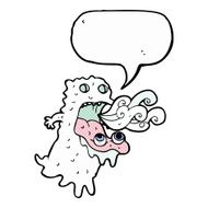 cartoon gross ghost with speech bubble N26