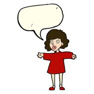 cartoon nervous woman with speech bubble N17