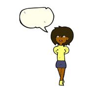 cartoon shocked woman with speech bubble N59