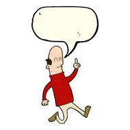 cartoon bald man with idea speech bubble N12