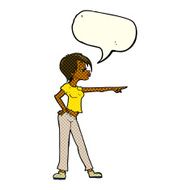 cartoon woman pointing with speech bubble N128