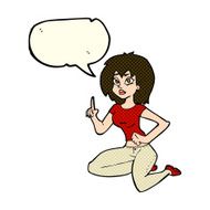 cartoon sitting woman with idea speech bubble N6