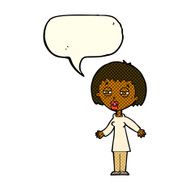 cartoon tired woman with speech bubble N17