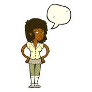cartoon pretty woman with hands on hips speech bubble N12