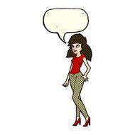 cartoon pretty woman with speech bubble N161