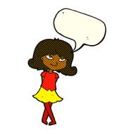 cartoon clever girl with speech bubble N6