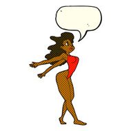 cartoon sexy woman in swimsuit with speech bubble N5