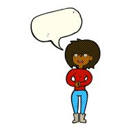 cartoon worried woman with speech bubble N47