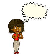 cartoon shocked woman with speech bubble N60