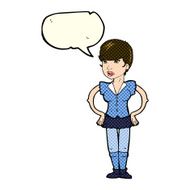 cartoon woman with hands on hips speech bubble N130